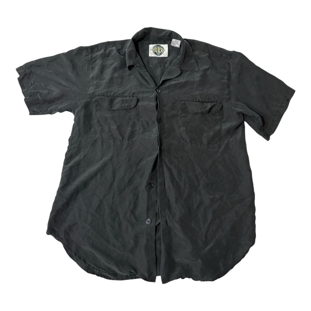 Vintage Silks 100% Silk Black Button Up Shirt Men’s Medium